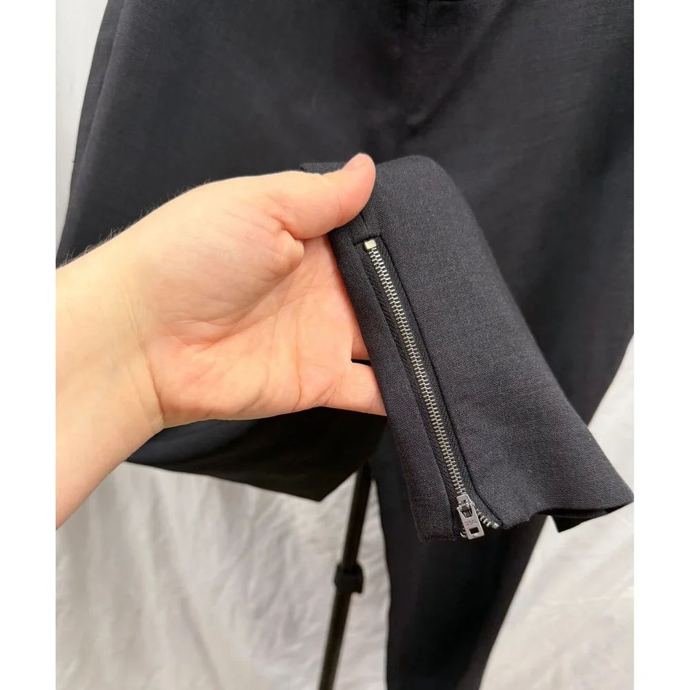 J. Crew Collection Women's Grey Wool Blend Ankle Zip Business Pants Sz 8
